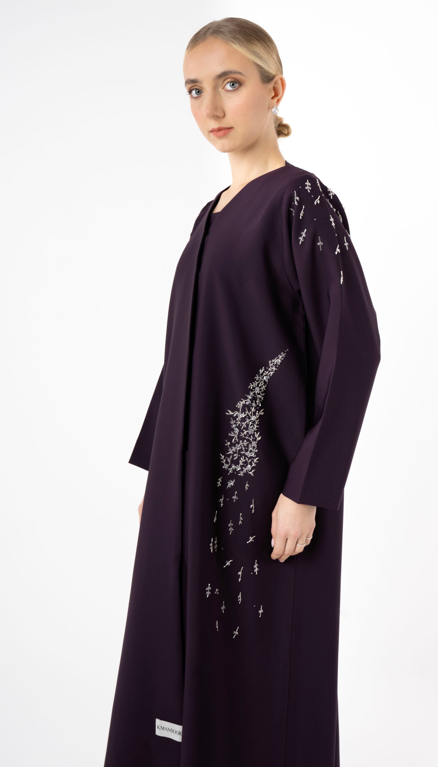 Purple Abaya with Embellishments on Sides And Sleeves