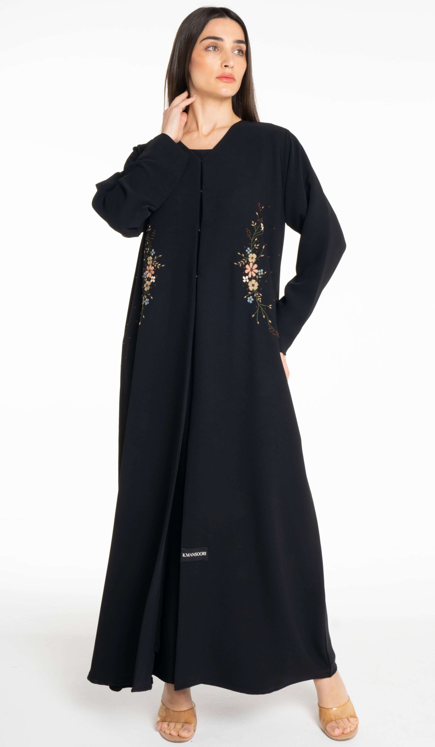 Beautiful Floral Hand Embroidery Design Abaya
