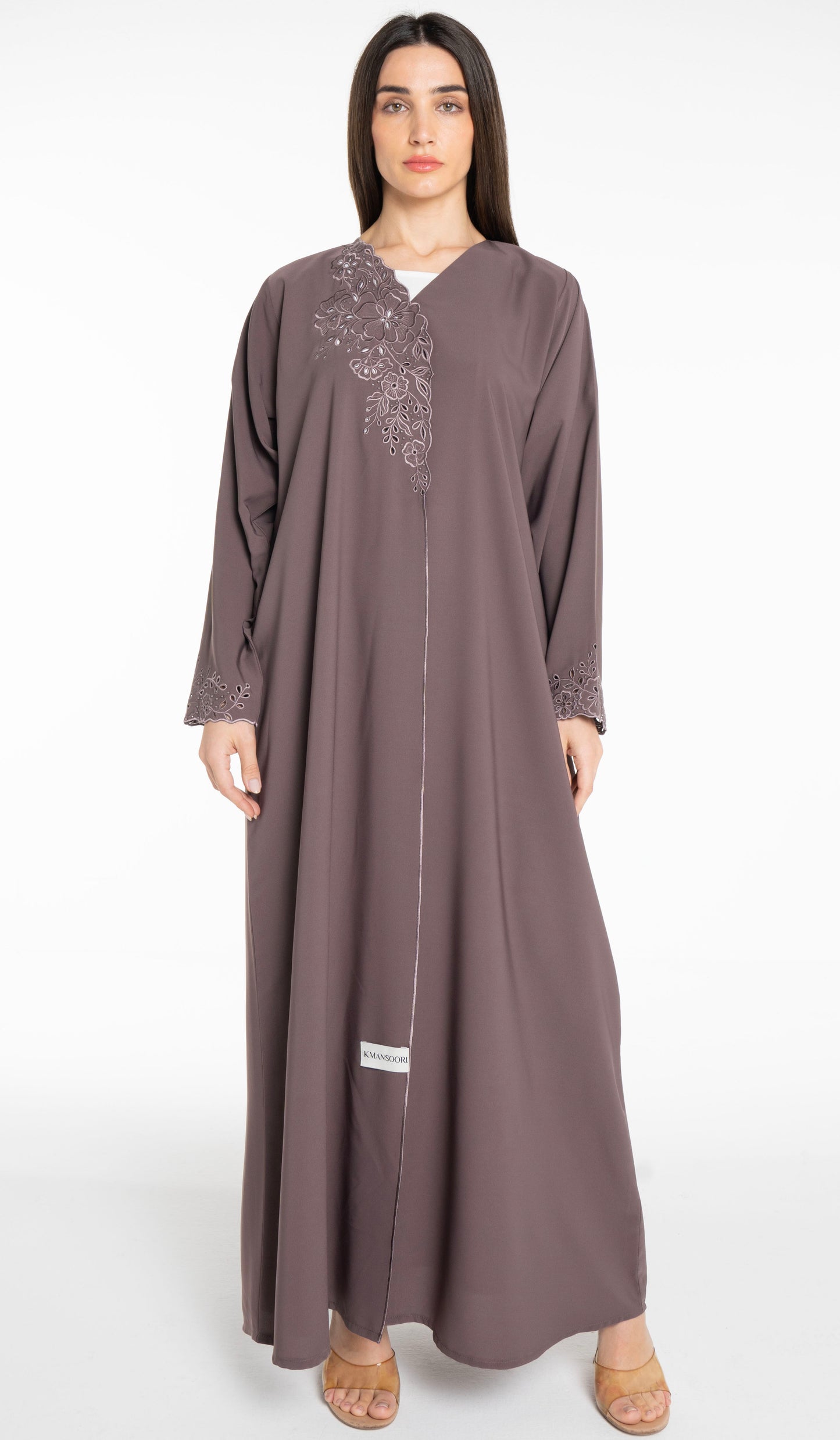 Floral Cutwork Abaya With Simple Bead Highlights