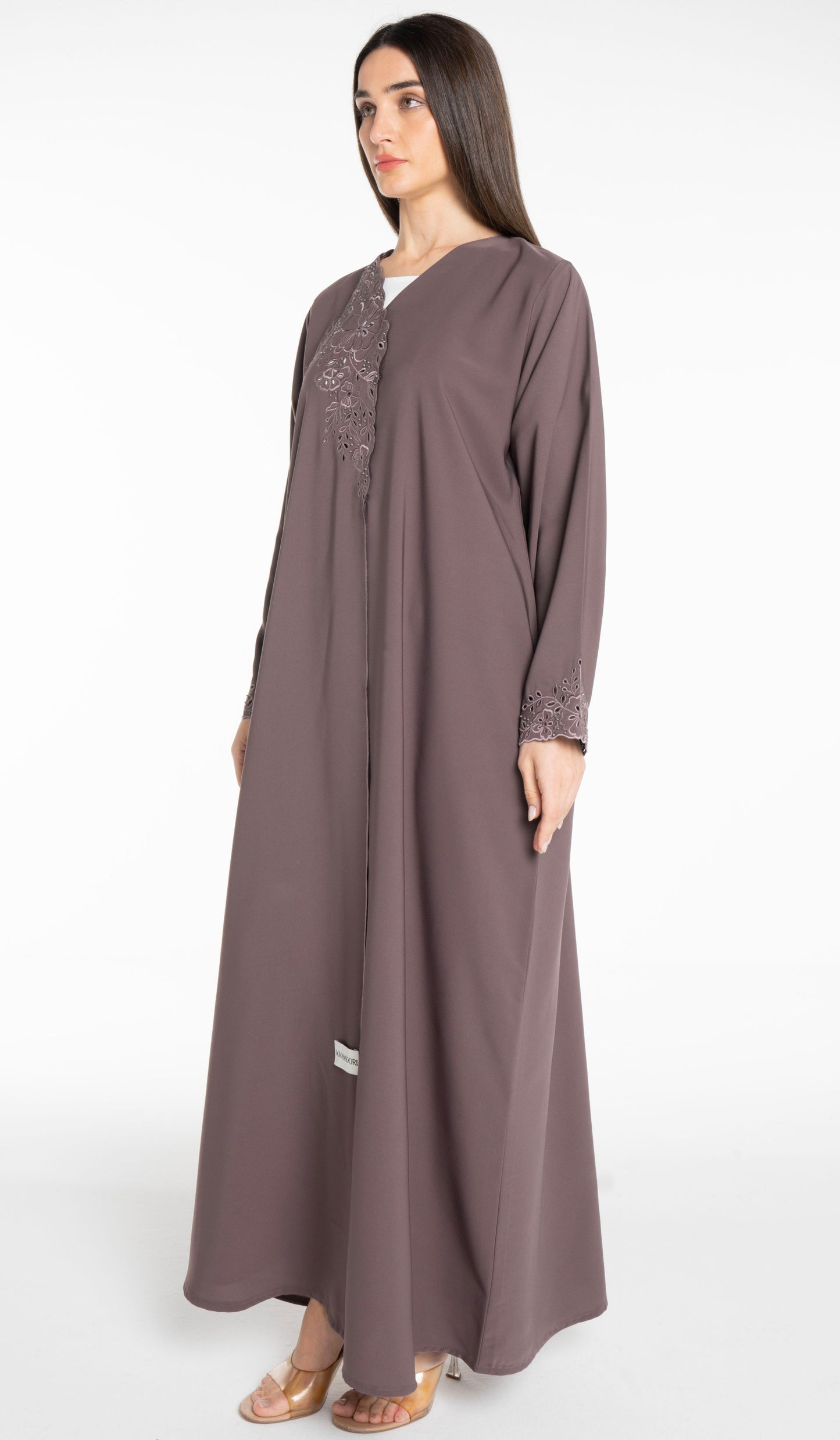 Floral Cutwork Abaya With Simple Bead Highlights