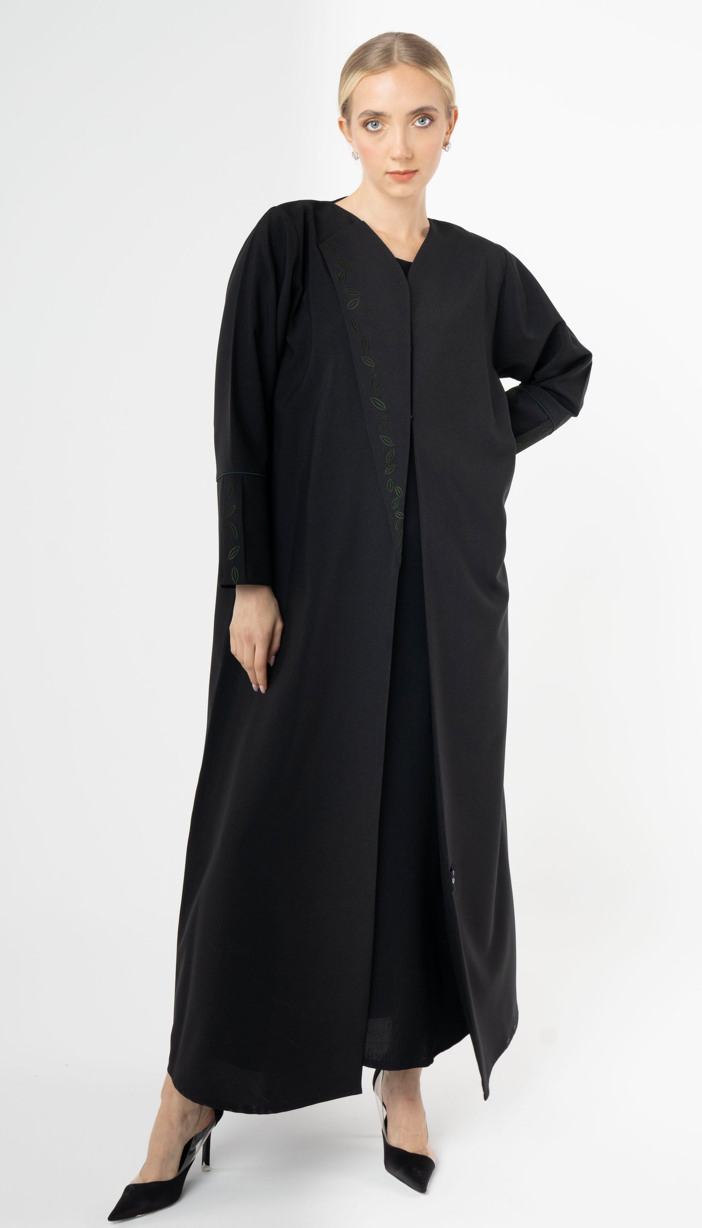 Floral Thread Embroidery On Front And Sleeves