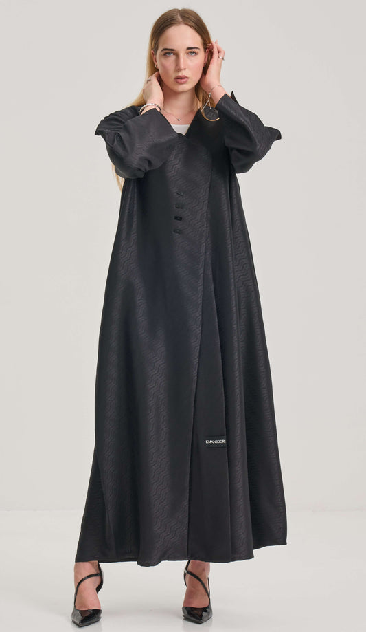 Stylish Overlap Pattern Abaya With Button Embellishment