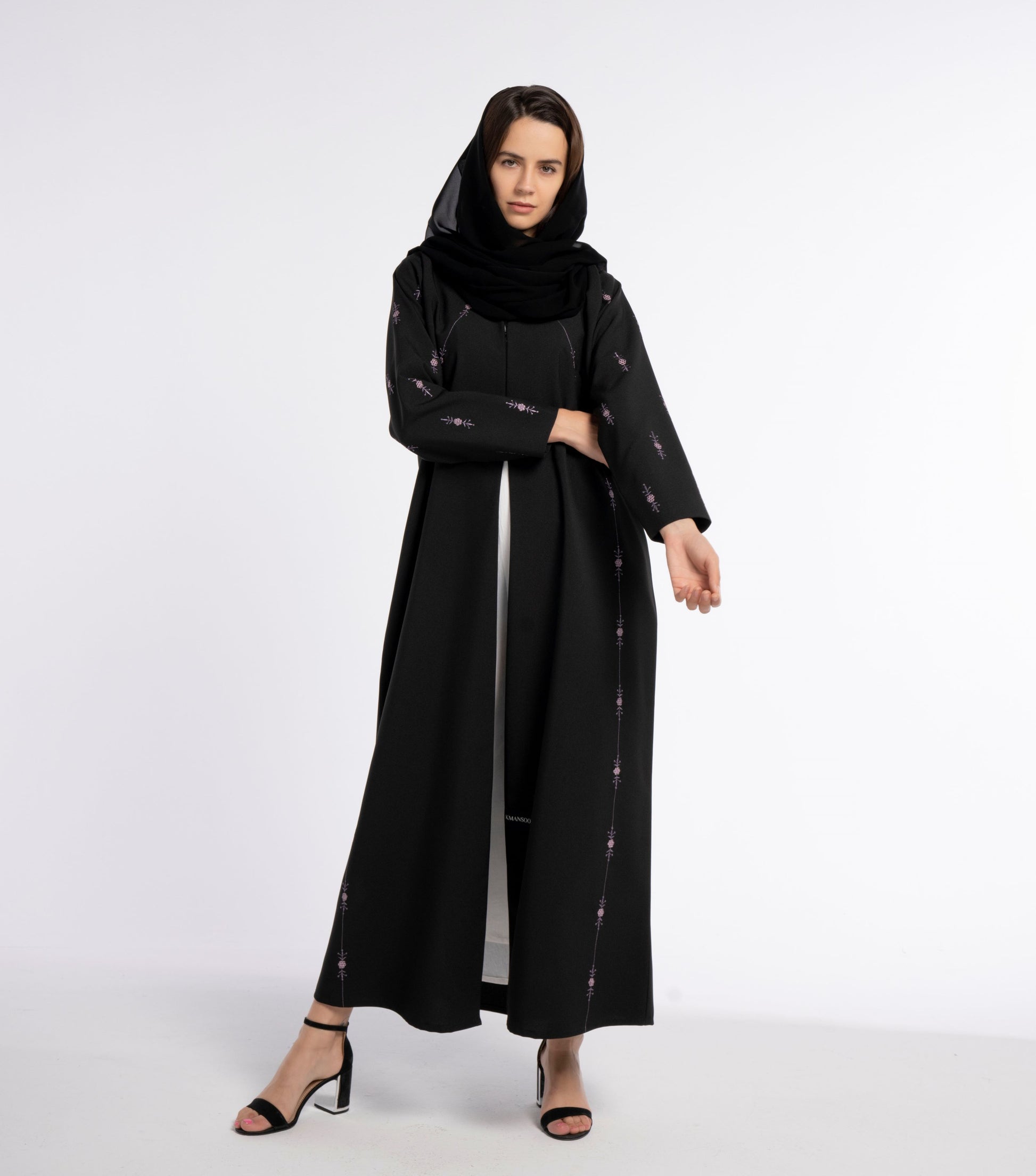 black abaya with embroidery