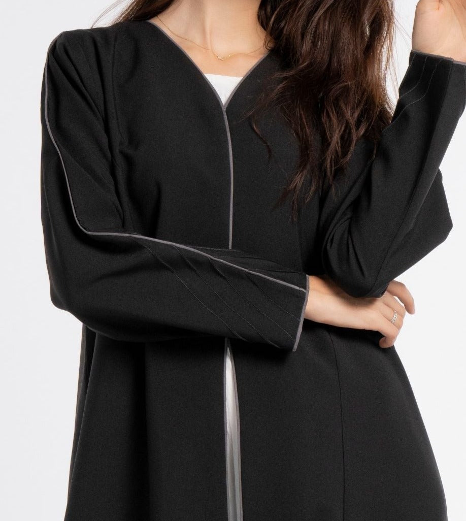 Black abaya with grey design