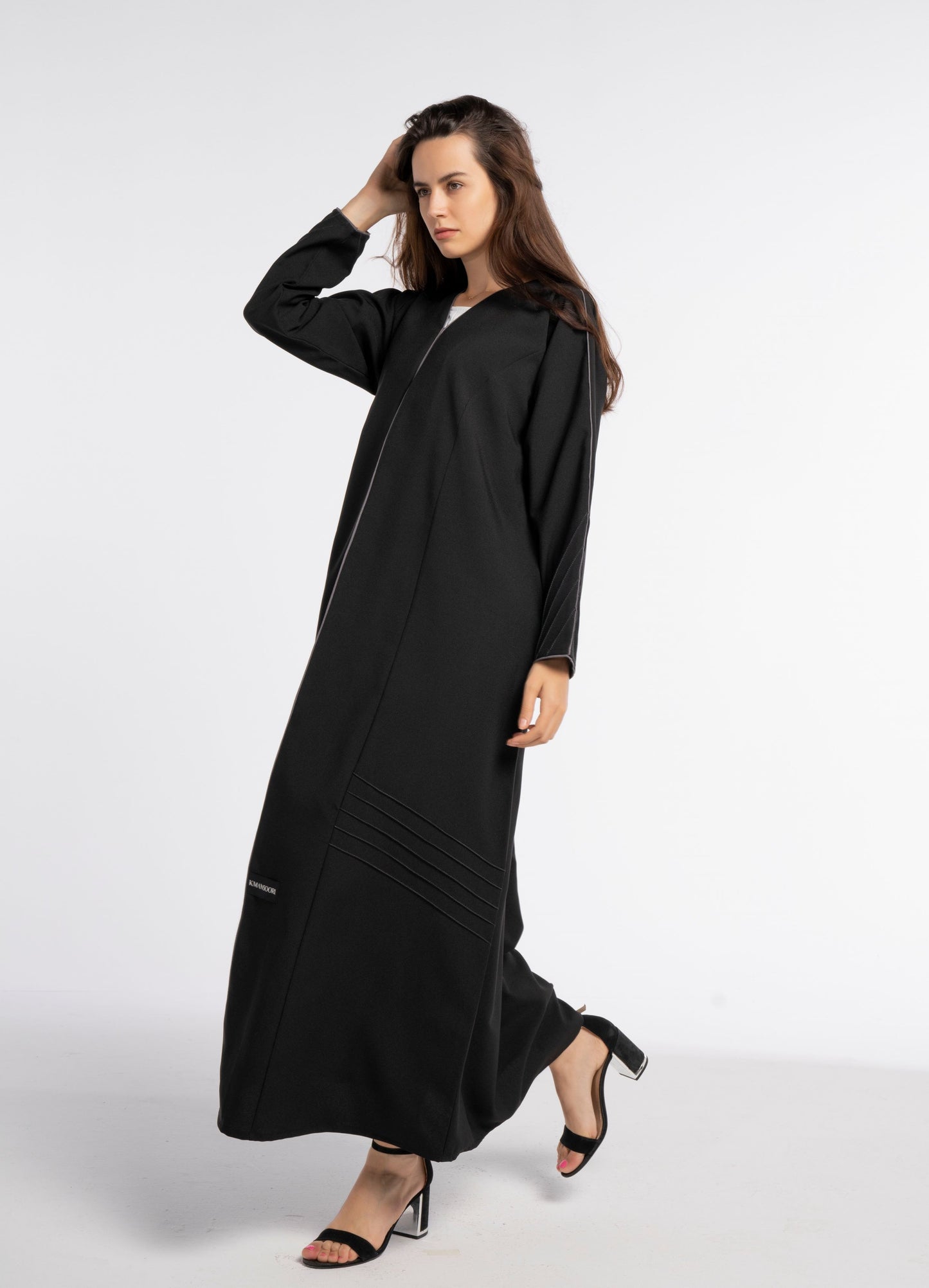 Black abaya with grey design in Dubai
