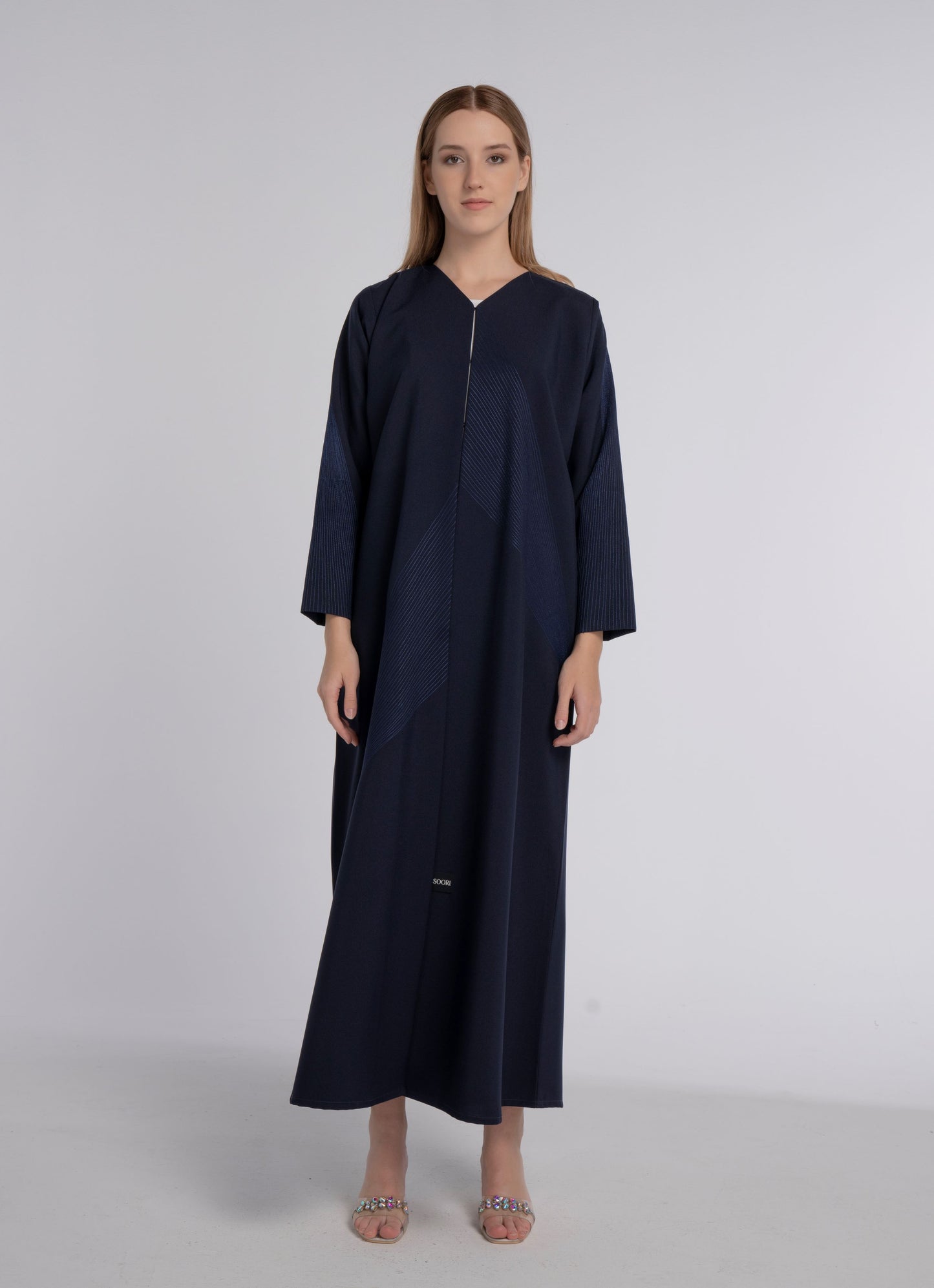 Dark Blue Colored Abaya with Beautiful Splash Embroidery
