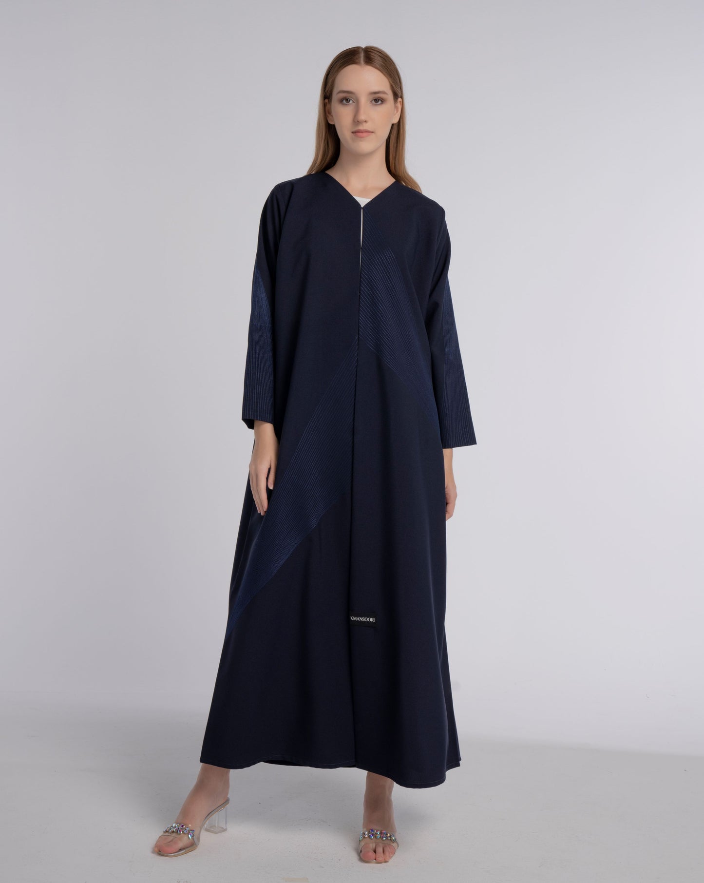 Dark Blue Colored Abaya with Beautiful Splash Embroidery