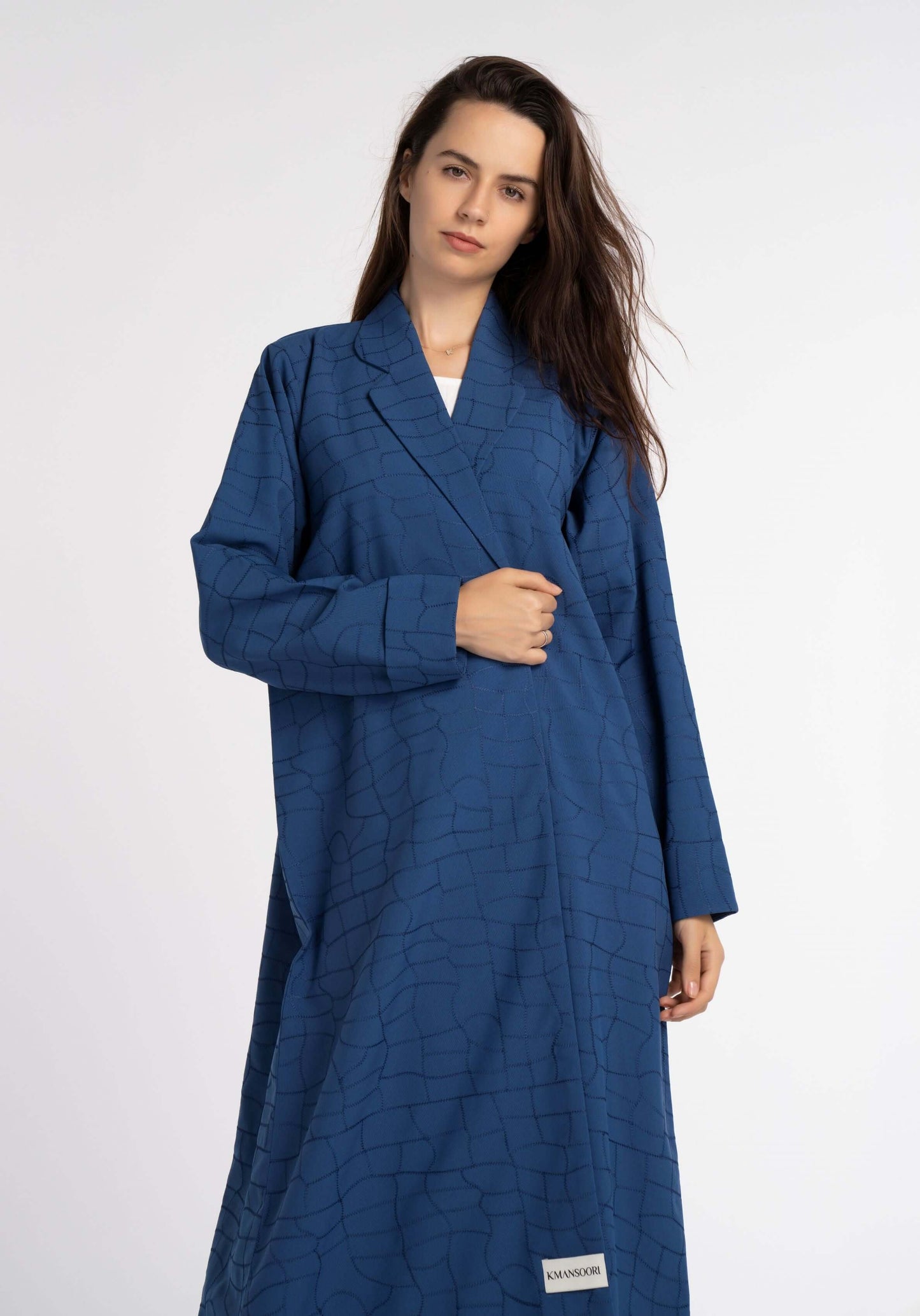 Sky blue machine-printed abaya