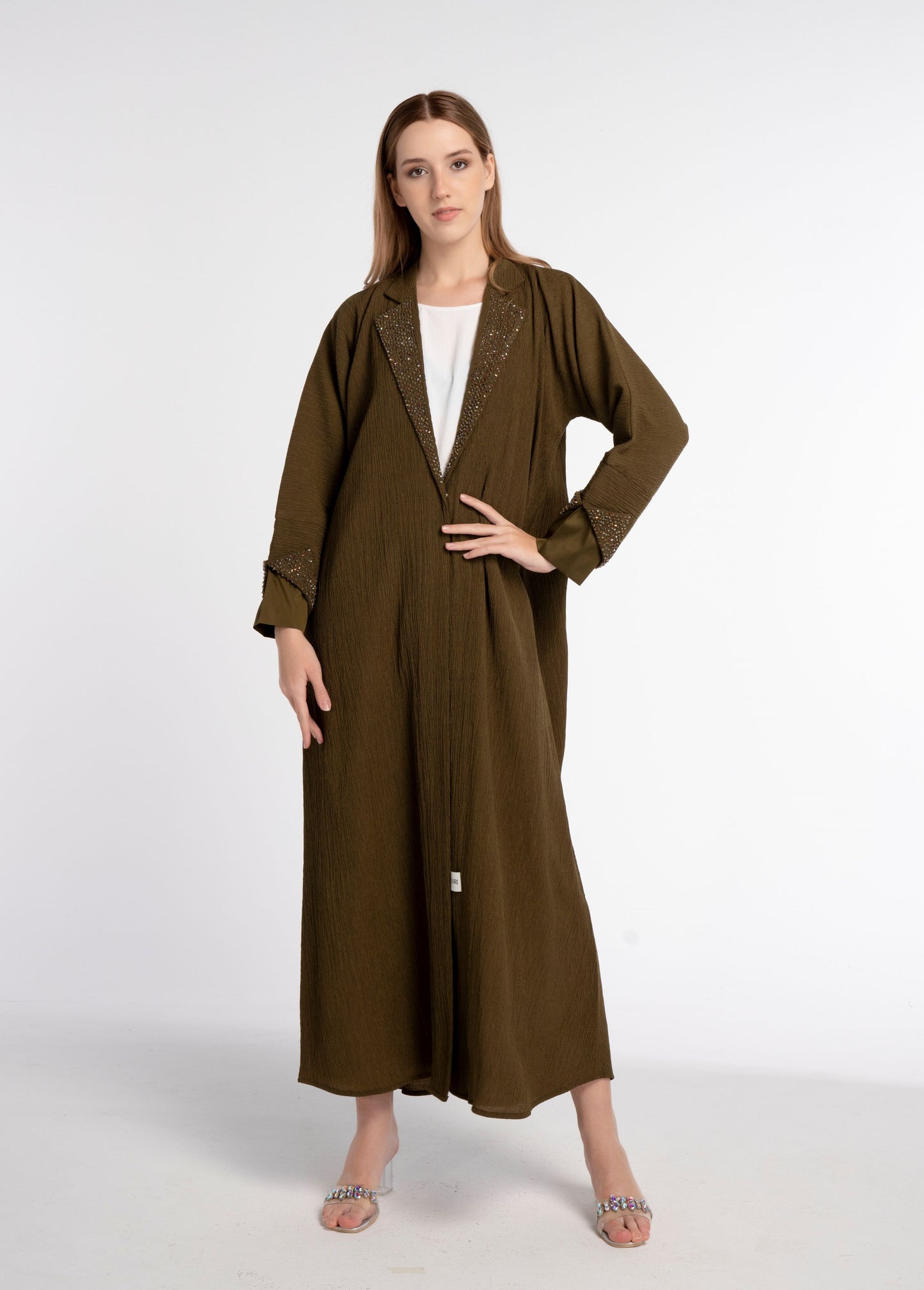 Green abaya with embellishments