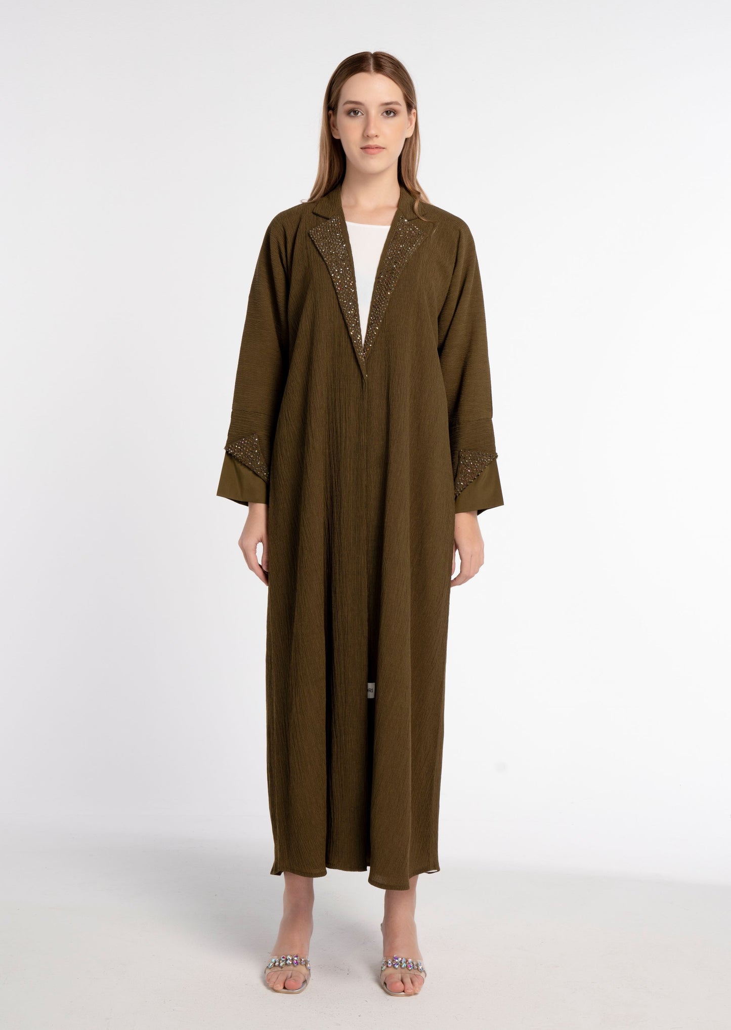Green abaya with embellishments in Dubai online