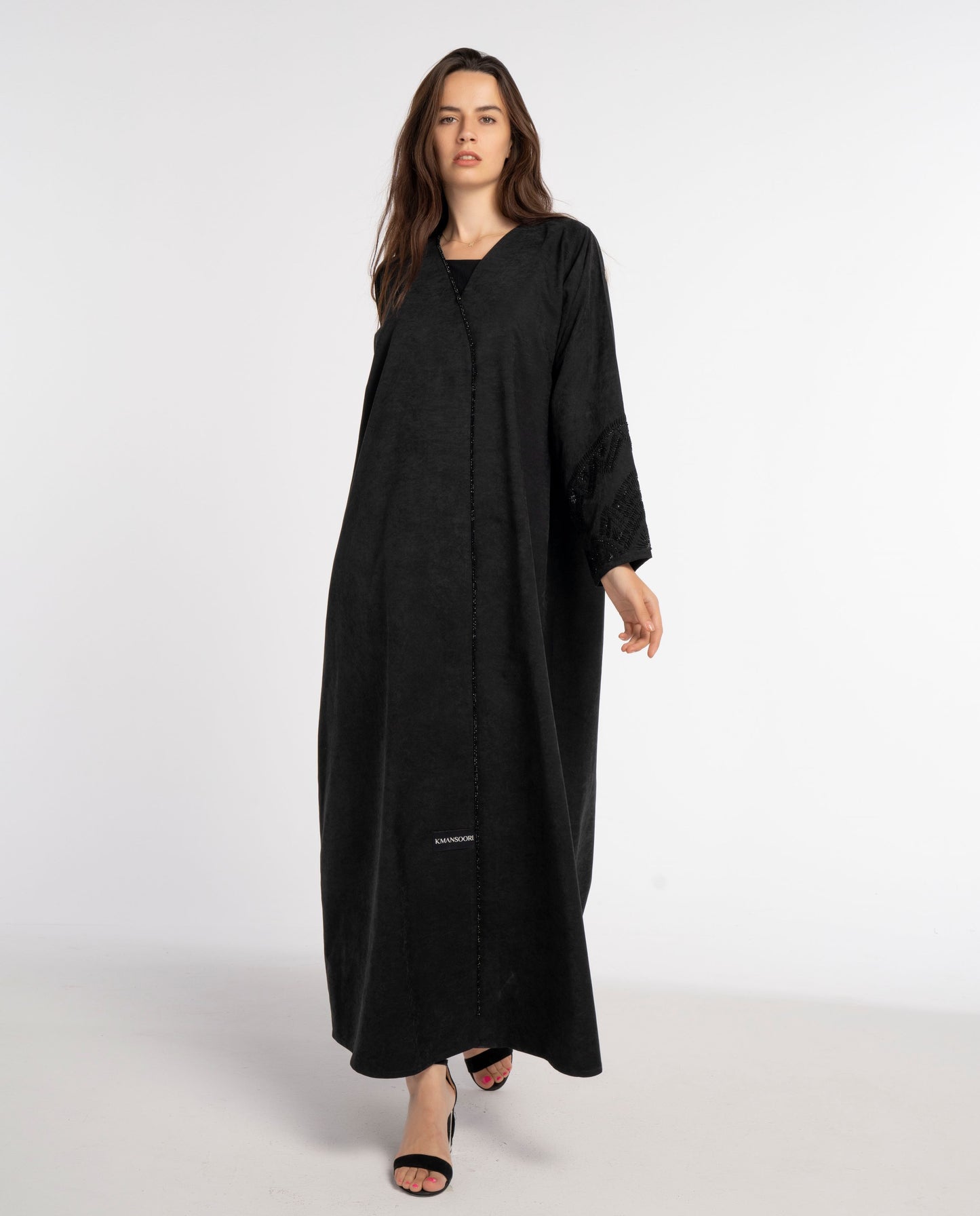 Black overlap abaya in Dubai