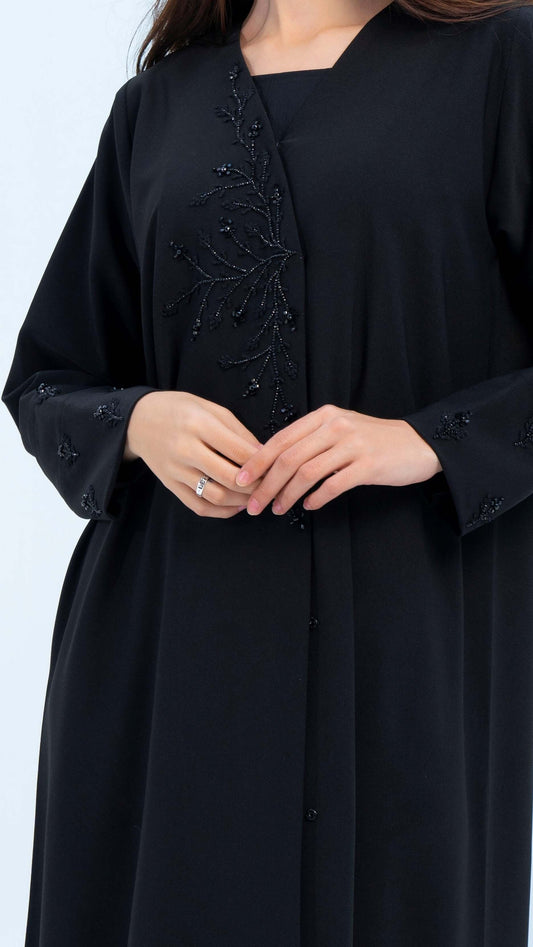 leaf shaped embellishments abaya designs