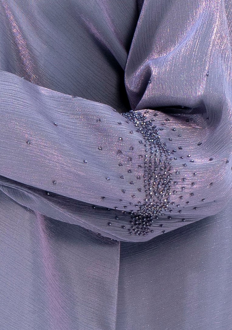 Purple Bisht Abaya with Sparkling Embellishments on Sleeves