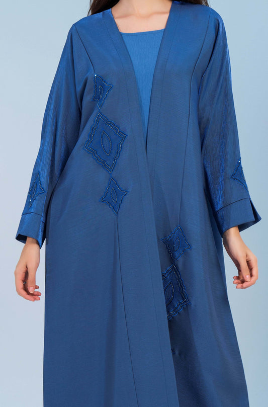 Sky Blue Abaya with Ethnic Embroidery and Embellishments