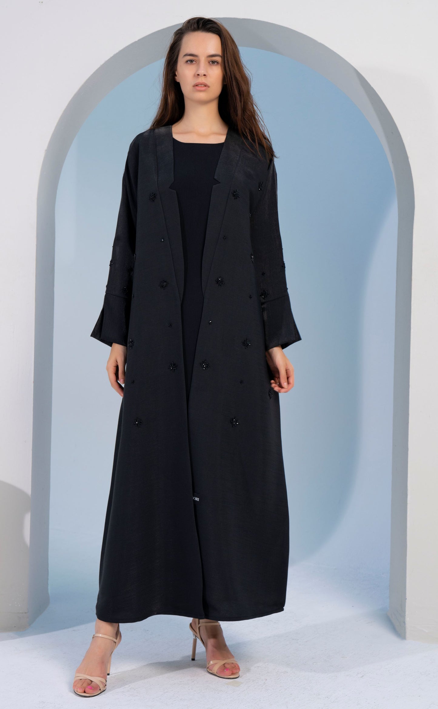 abaya dress with star sparkle embellishments