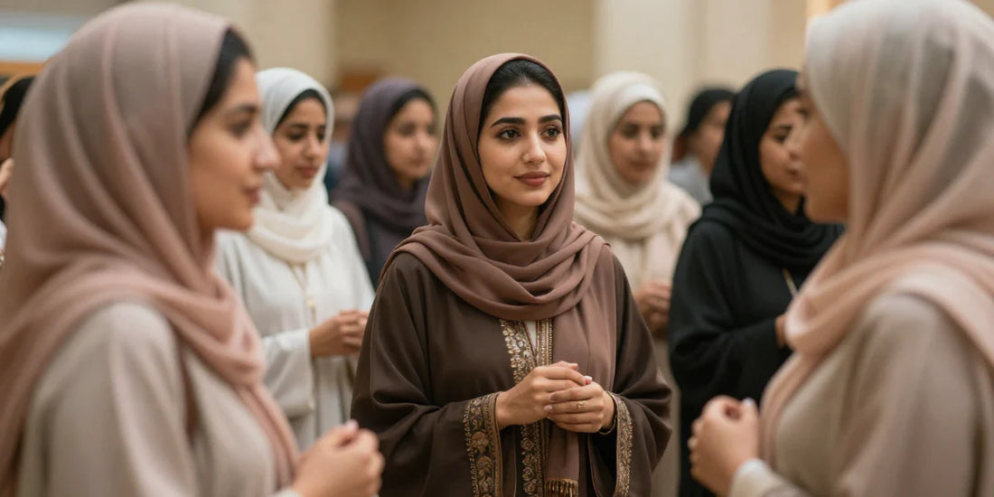 women gathered in abaya