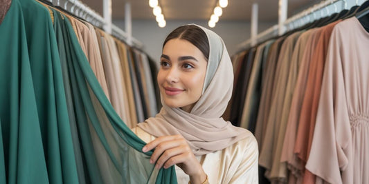 Woman buying abaya