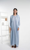 Soft Silk Satin Bisht Abaya With Floral Embroidery On Collar And Cuff Sleeves