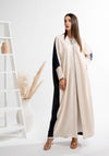 Bahraini Style Beige & Blue Color block Abaya