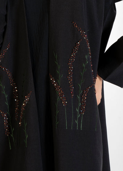 Floral embroidery and bead work on front