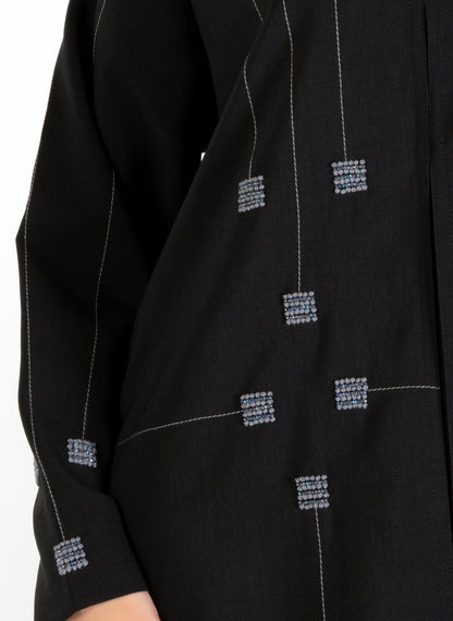 Geometrical Design Abaya With Beadwork Detailing