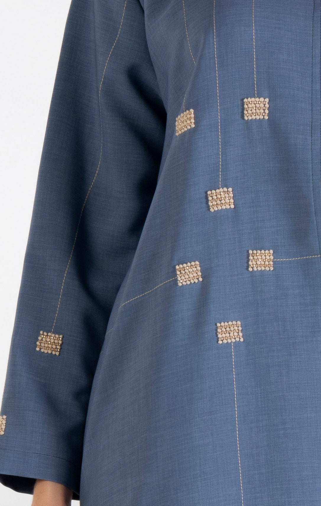 Geometrical design abaya with beadwork details