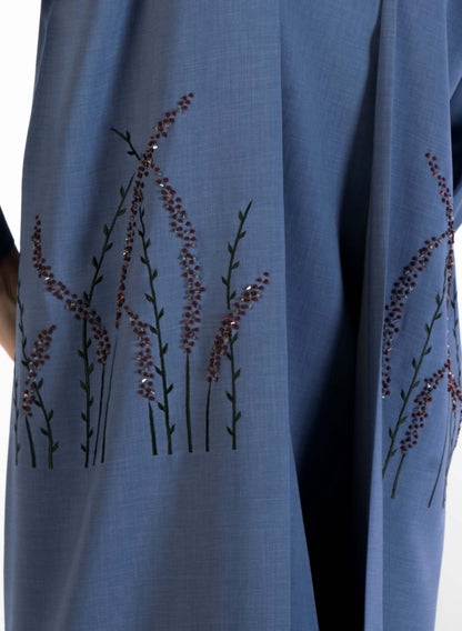 Floral embroidery and bead work on front