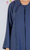 Soft Fabric Abaya With Elegant Curve Line Pattern Bead Work On Front