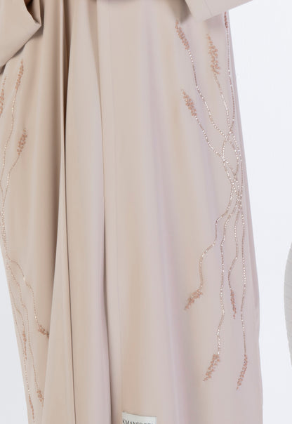 Bisht Abaya With Floral Embroidery On Sides