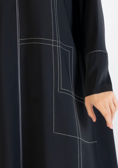 Grey color geometrical stitch line and piping
