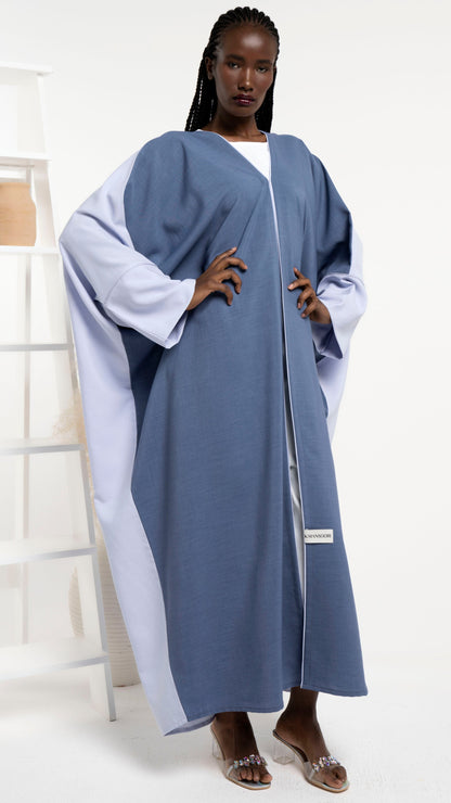 Farasha style color block abaya with piping detail