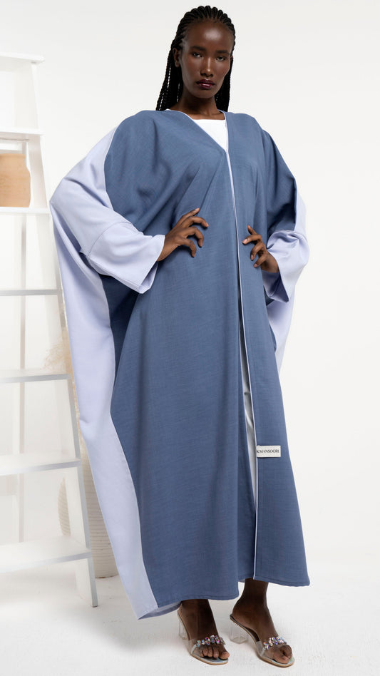 Farasha style color block abaya with piping detail