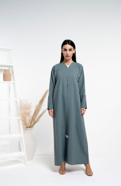 Green & beige color abaya for sale