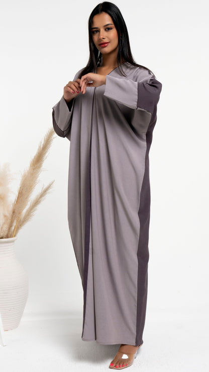 Bahraini style beige and brown color block abaya