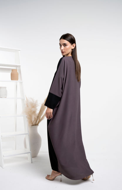 Bahraini style black & brown color block abaya
