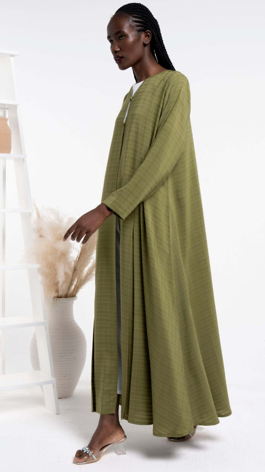 Soft green abaya for summer in box pleat design