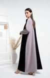 Side view of bisht abaya with black & beige color block