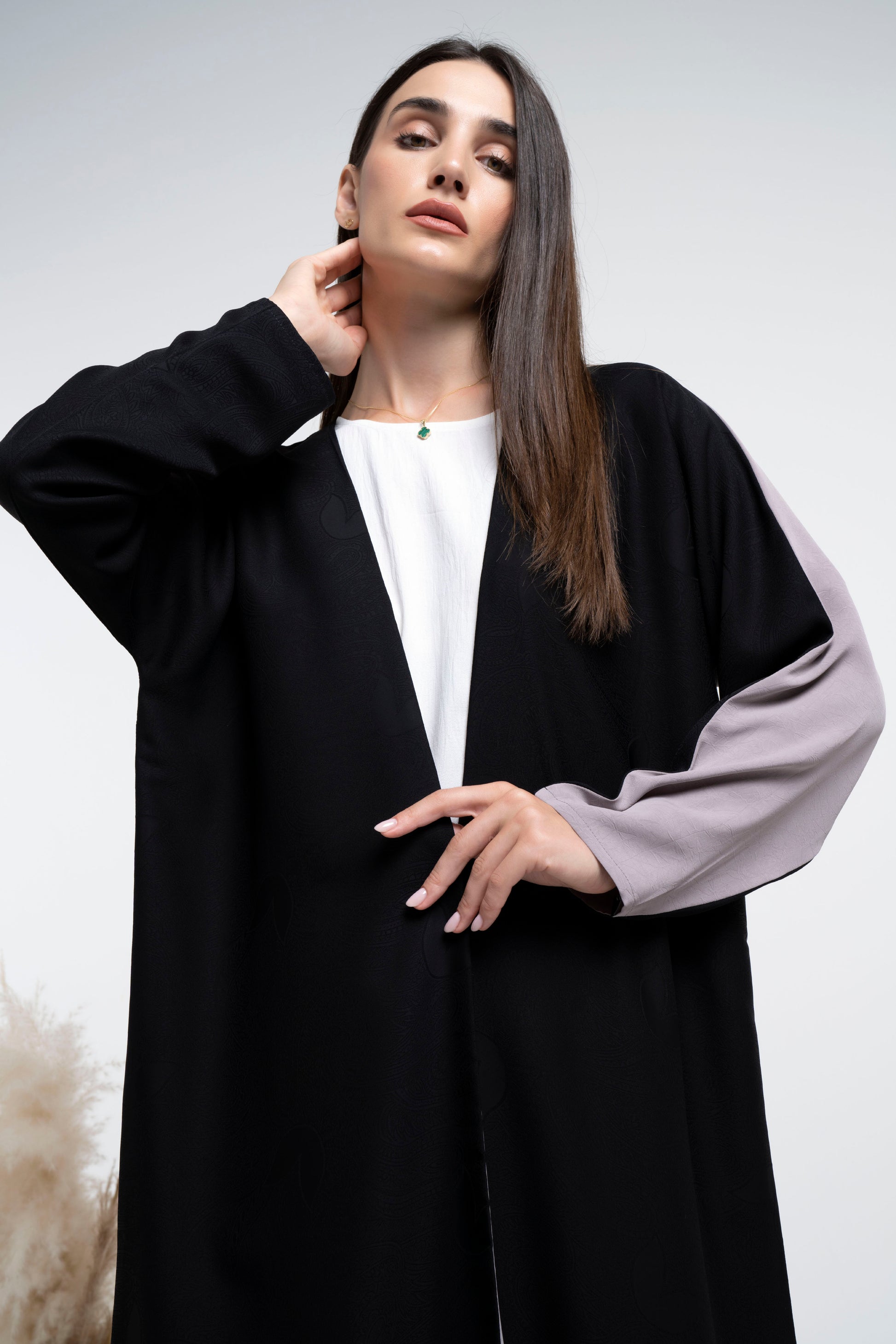 Black and beige color abaya for women