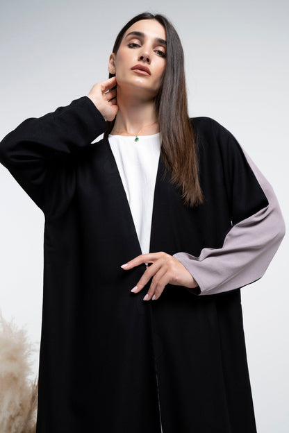 Black and beige color abaya for women