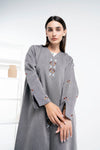 Grey Abaya with thread embroidery