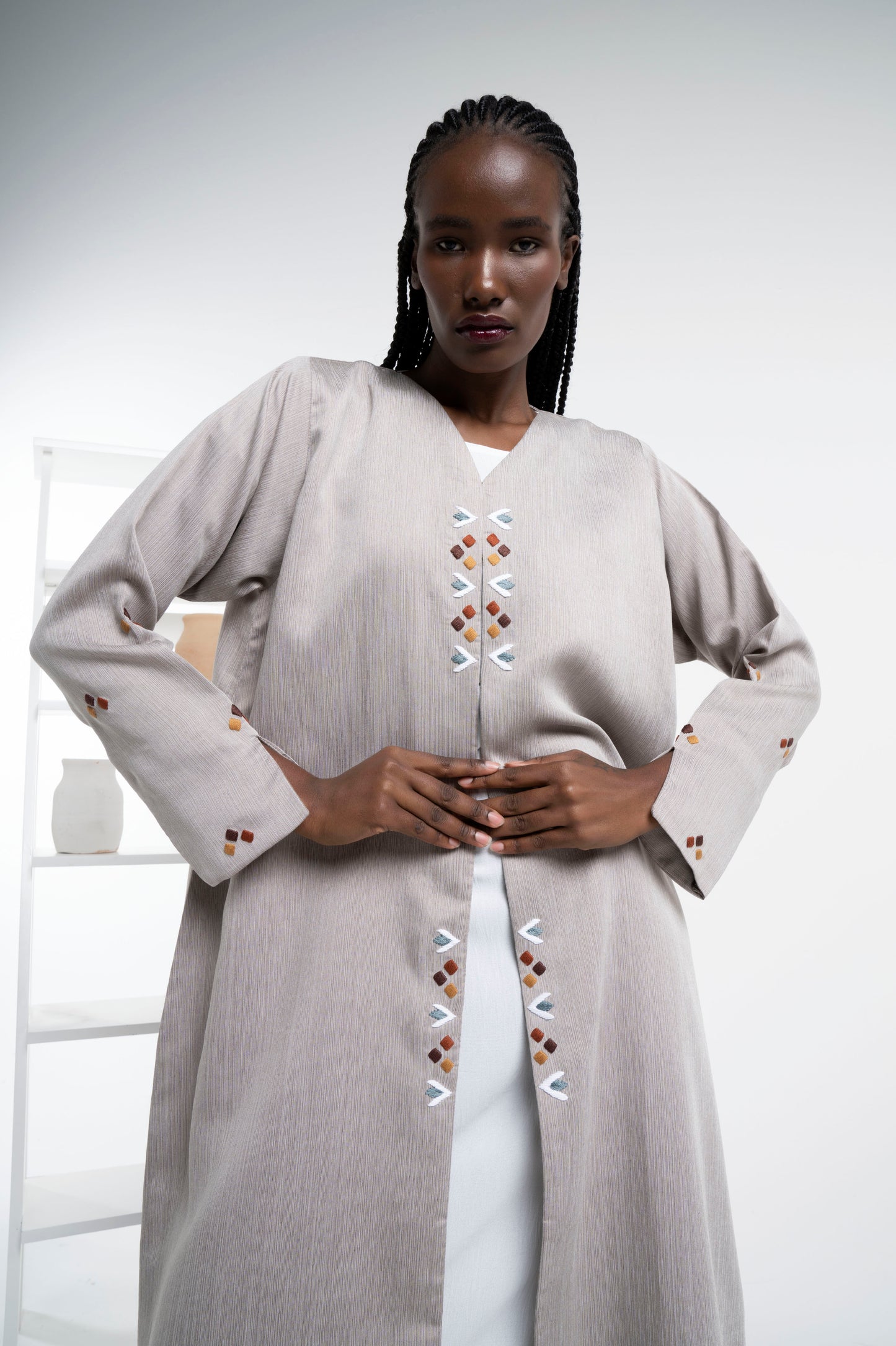 Thread embroidery abaya for women in Dubai