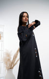 Black abaya with thread embroidery 