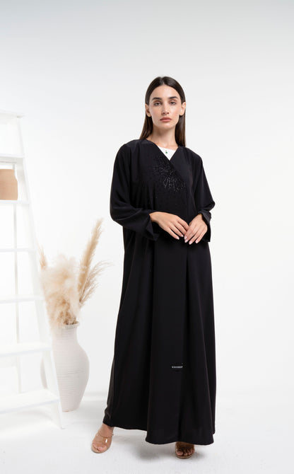 Black abaya with bead design for sale in Dubai