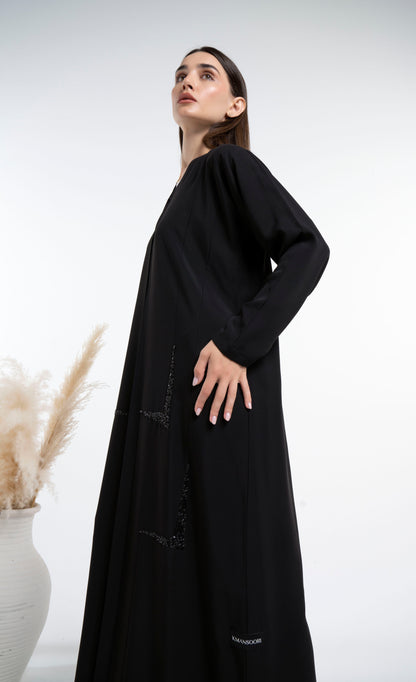 Black abaya with bead detailing 