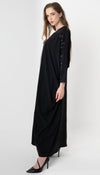 Embroidered Baharaini Style Abaya With Piping Detail