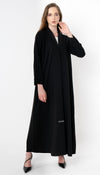 Collared Abaya With Pintuck Open Sleeves