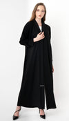 Collared Abaya With Pintuck Open Sleeves