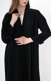 Collared Abaya With Pintuck Open Sleeves