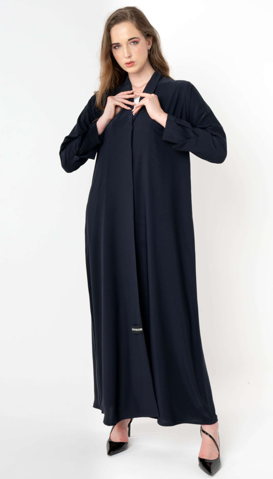 Collared Abaya With Pintuck Open Sleeves