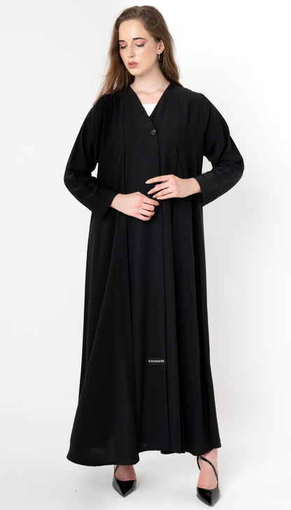 Front Folded Buttoned Overlap Abaya